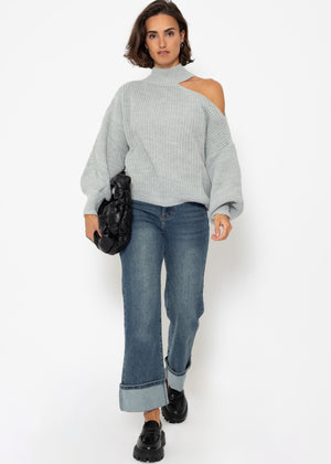 Oversize cut-out sweater - gray