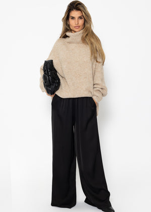 Oversized turtleneck sweater - beige