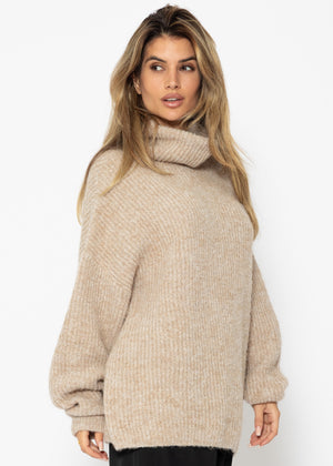 Oversized turtleneck sweater - beige