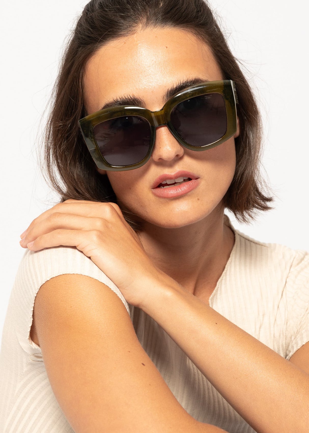 Oversized sunglasses - khaki