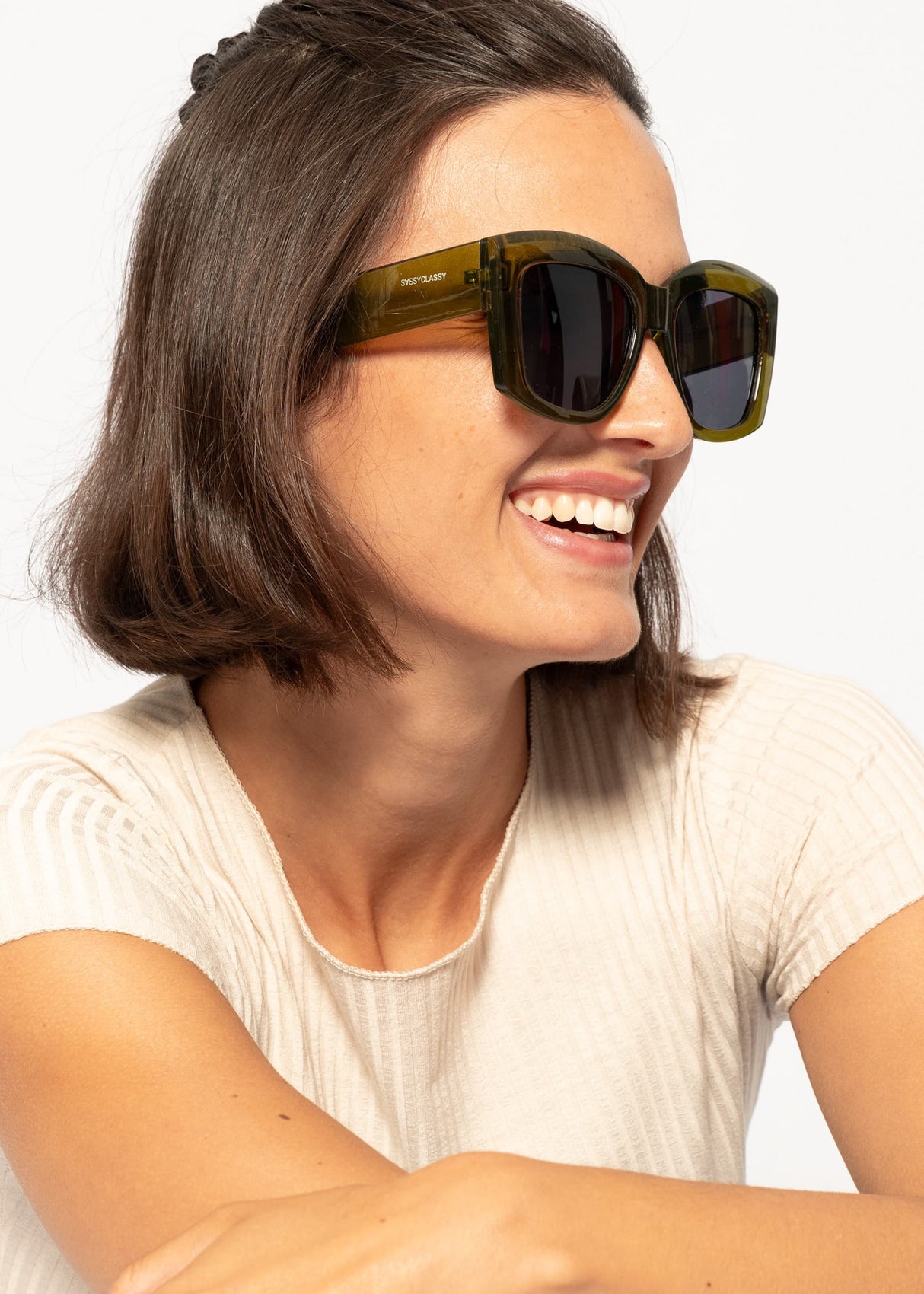 Oversized sunglasses - khaki