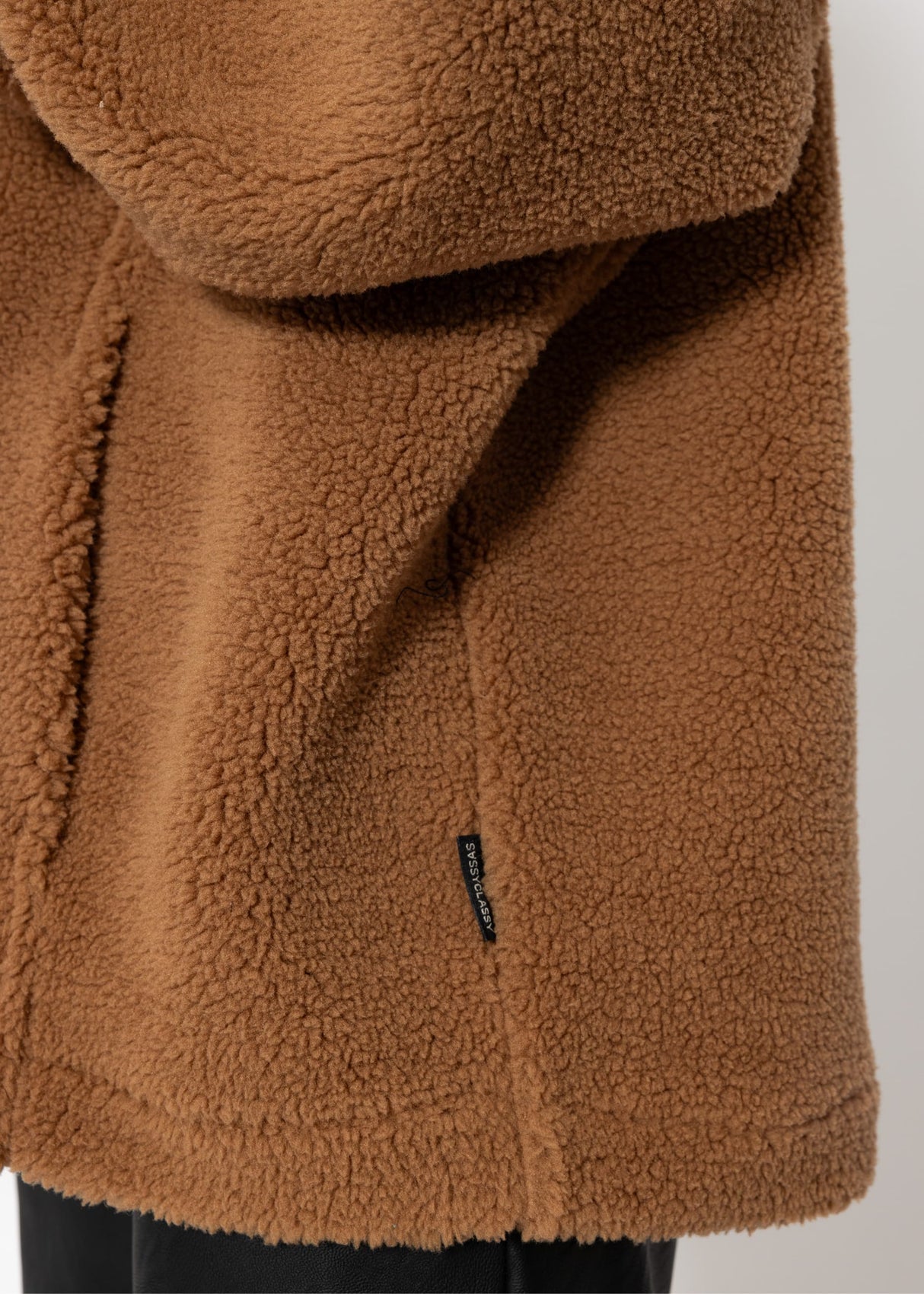 Oversize teddy sweatshirt with hood - camel