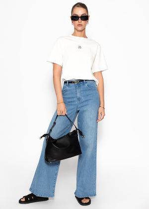 Oversize T-shirt with "MOM" print - off-white