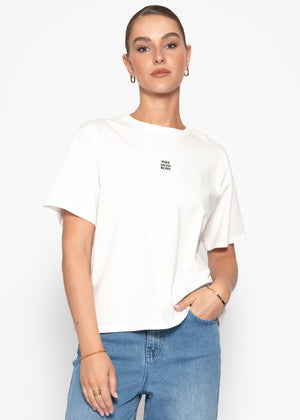 Oversize T-shirt with "MOM" print - off-white