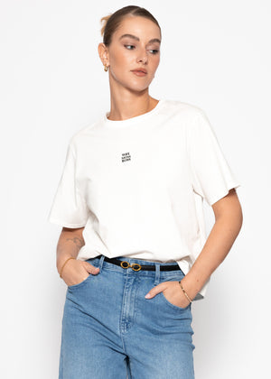 Oversize T-shirt with "MOM" print - off-white