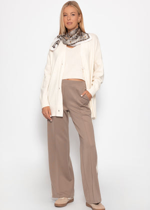 Oversized cardigan with V-neck and cashmere blend - Off-white