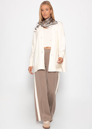 Oversized cardigan with V-neck and cashmere blend - Off-white