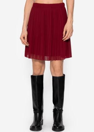 Pleated skirt made of chiffon, burgundy