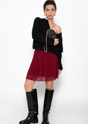Pleated skirt made of chiffon, burgundy