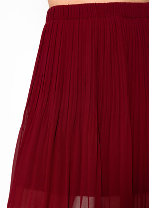 Pleated skirt made of chiffon, burgundy