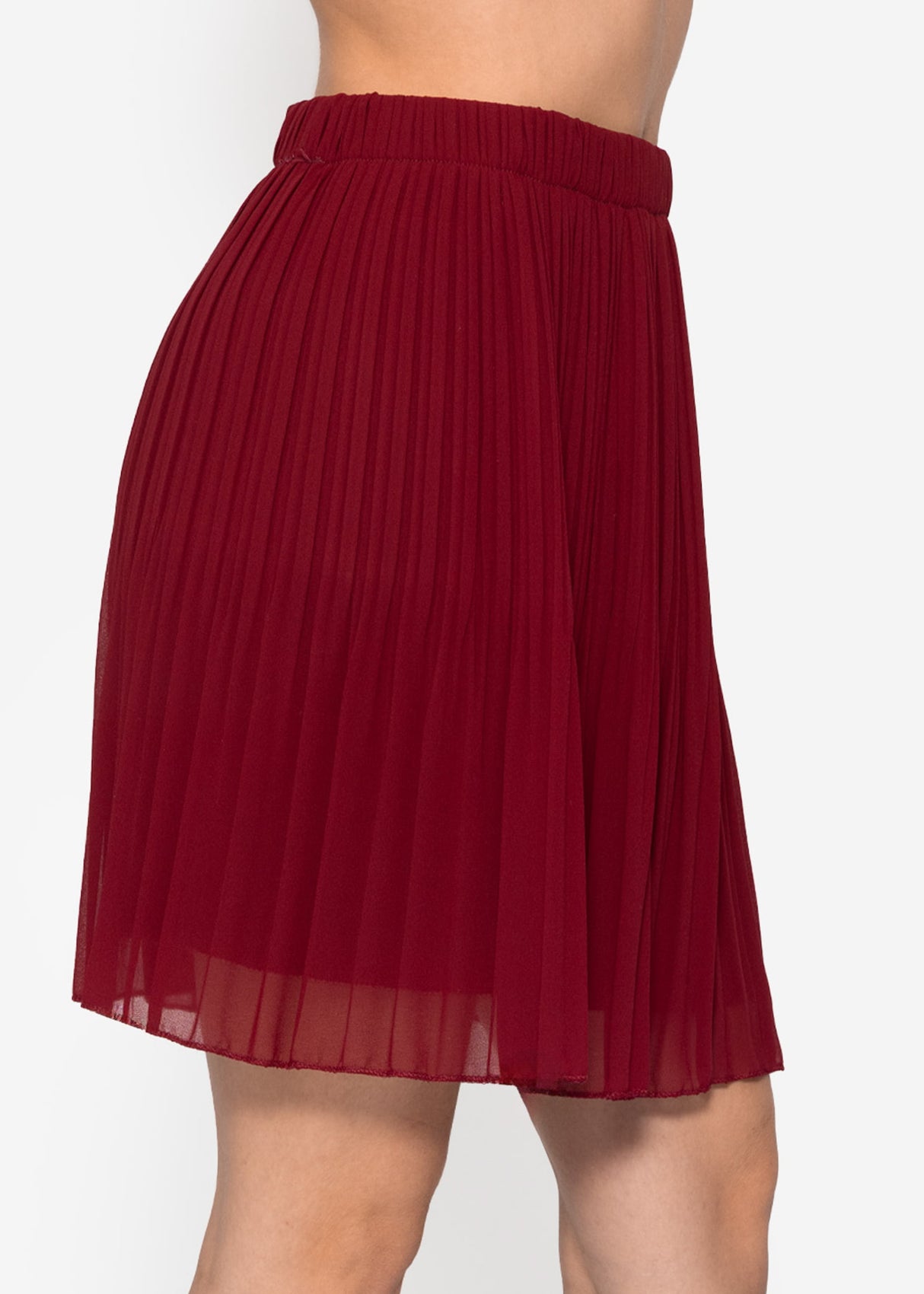 Pleated skirt made of chiffon, burgundy
