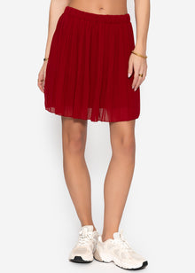 Pleated skirt made of chiffon, burgundy