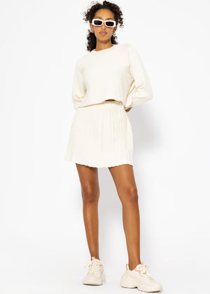 Pleated knit skirt - off-white