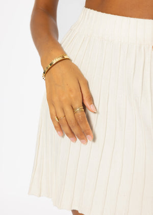 Pleated knit skirt - off-white