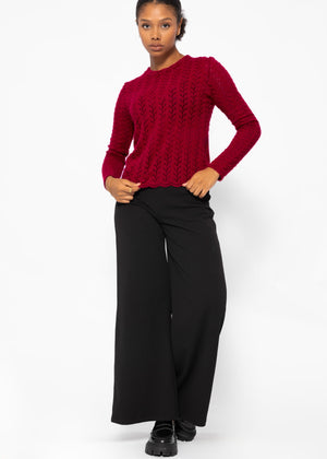 Sweater in extravagant, soft lace - dark red