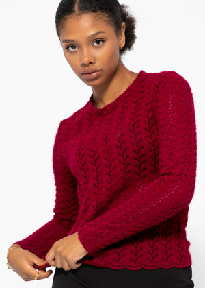 Sweater in extravagant, soft lace - dark red