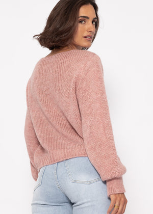 Pullover mit V-Ausschnitt - altrosa