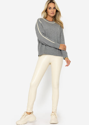 Sweater with decorative panels - grey-beige