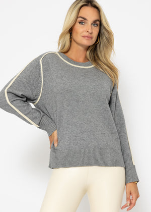 Sweater with decorative panels - grey-beige