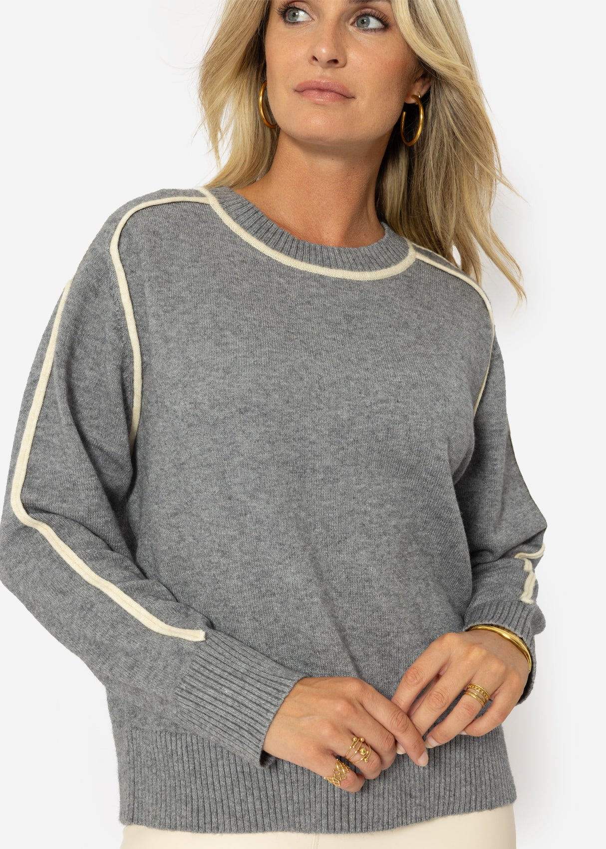 Sweater with decorative panels - grey-beige