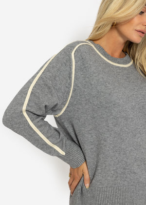 Sweater with decorative panels - grey-beige