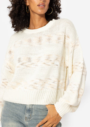 Sweater with multicolor stripes - off-white-beige