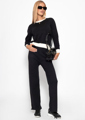 Sweater with off-white cuff details - black