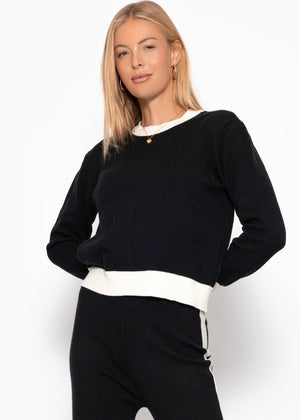 Sweater with off-white cuff details - black