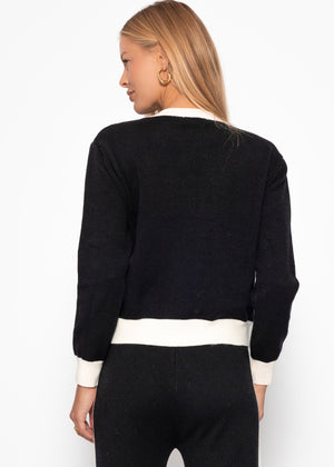 Sweater with off-white cuff details - black