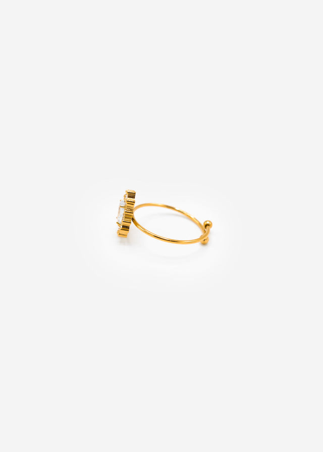 Ring mit Strasssteinen in Blütenform - gold