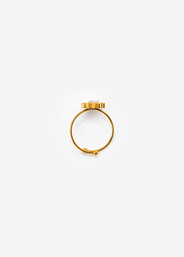 Ring mit Strasssteinen in Blütenform - gold