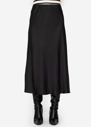 Satin-look skirt - black