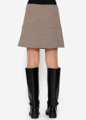 Rock mit dekorativen Knöpfen - taupe