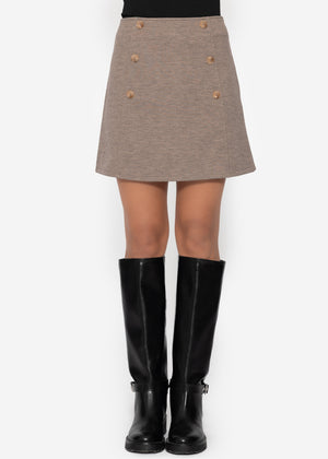 Rock mit dekorativen Knöpfen - taupe