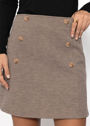 Rock mit dekorativen Knöpfen - taupe