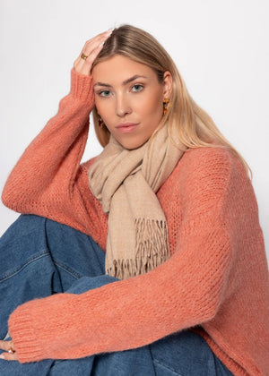 Soft scarf with cashmere - beige