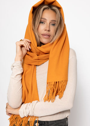 Soft scarf with cashmere - mustard yellow