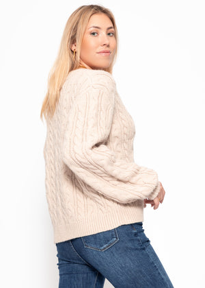 Cable knit cardigan - greige
