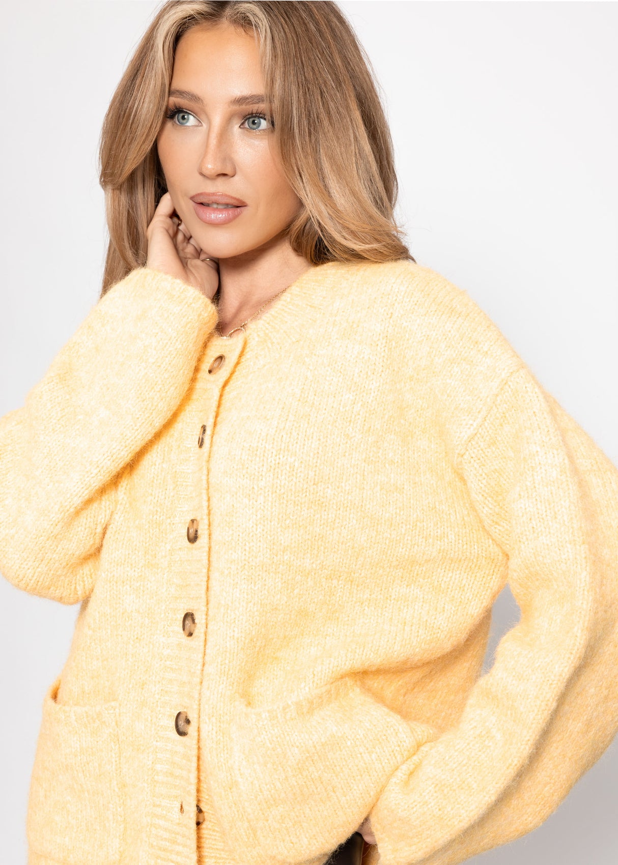 Part jacket with bags & large button placket - yellow
