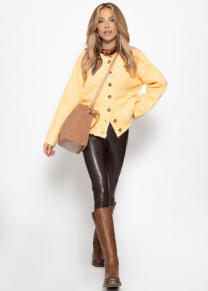 Part jacket with bags & large button placket - yellow