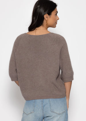V-neck knit top - taupe