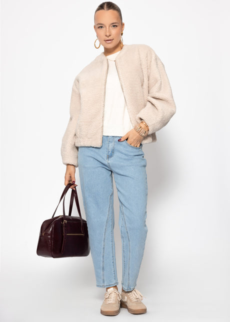 Knit jumper with cable knit detail - off-white