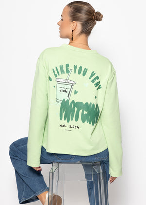 Sweatshirt with matcha print - green