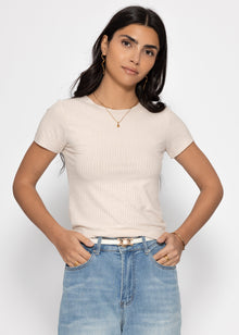 Ribbed jersey T-shirt - beige