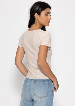 Ribbed jersey T-shirt - beige