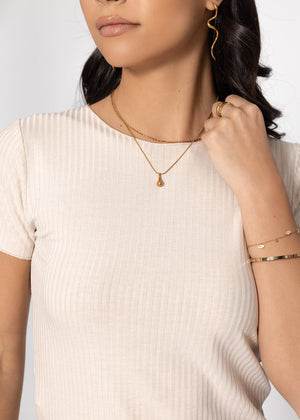 Ribbed jersey T-shirt - beige