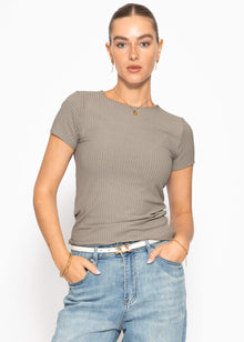 Ribbed jersey T-shirt - taupe