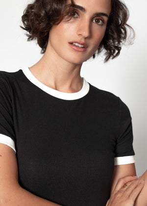T-shirt with panels - black-off-white