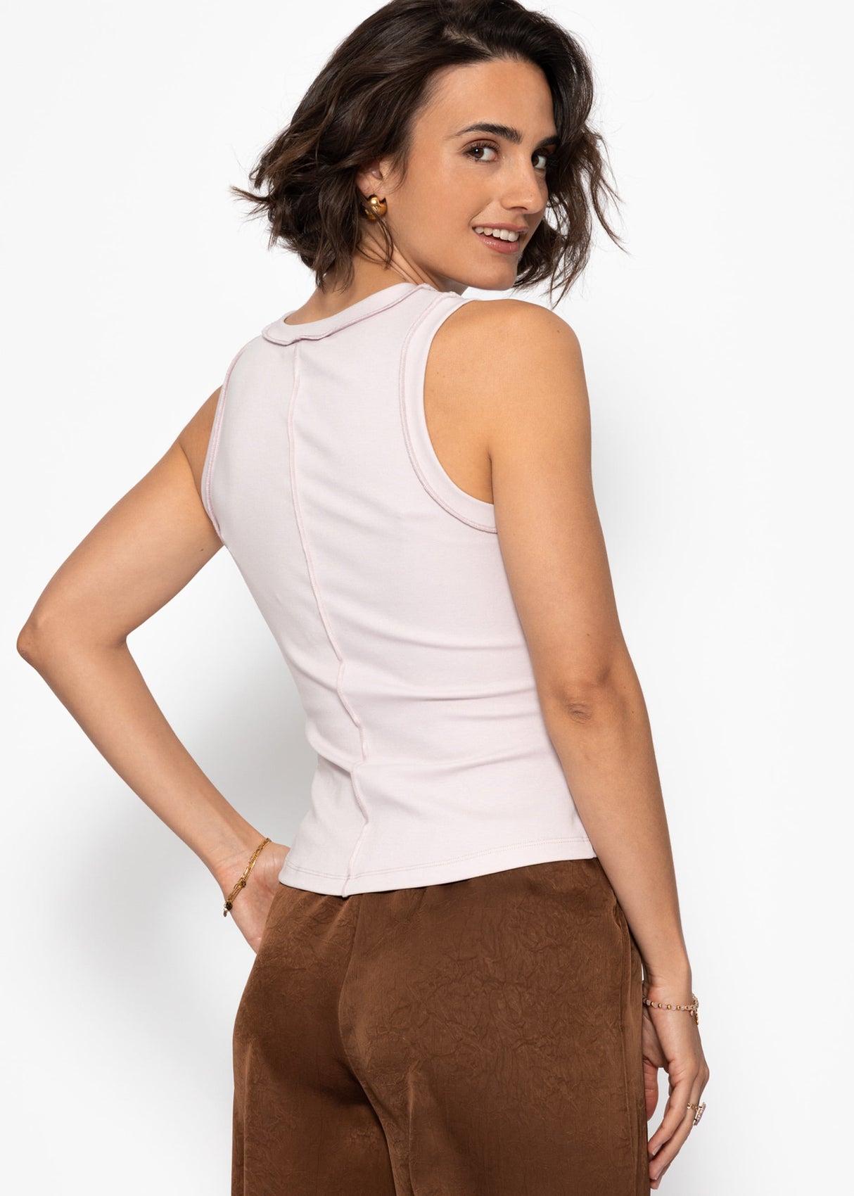 Tank top with outer seams- lilac