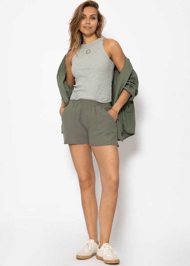 Tank top with embroidery - grey